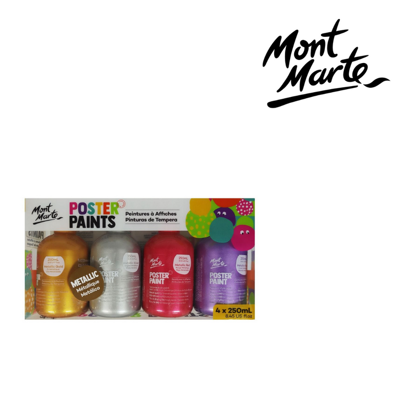Mont Marte Poster Paint 4pc x 250ml - Metallic