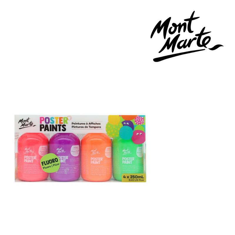 MM Poster Paint 4pc x 250ml - Fluoro