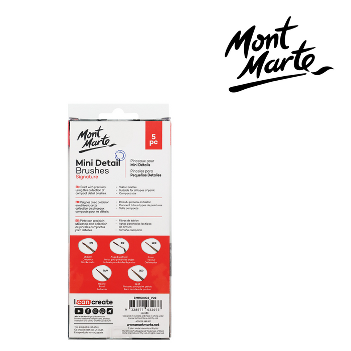 Mont Marte Mini Detail Brush Set 5pc