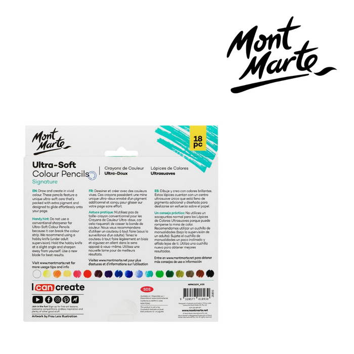 Mont Marte Ultra-Soft Colour Pencils 18pc