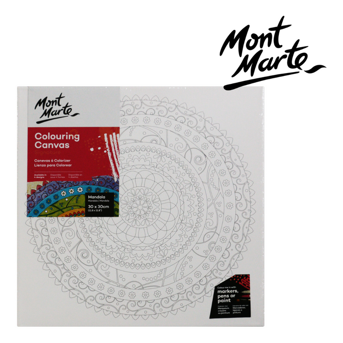 Mont Marte Colouring Canvas 30x30cm Mandala assorted