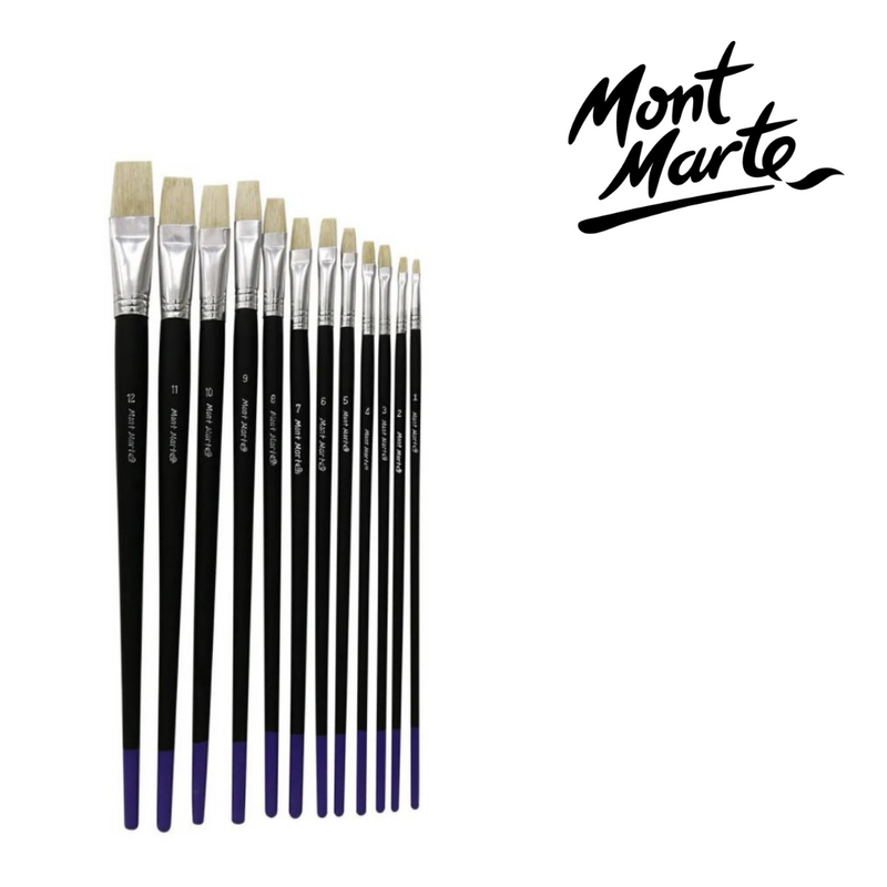 Mont Marte Brushes 12pc Flat 1-12