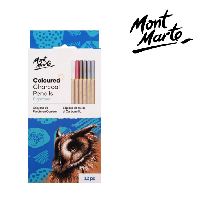 Mont Marte Coloured Charcoal Pencils 12pc