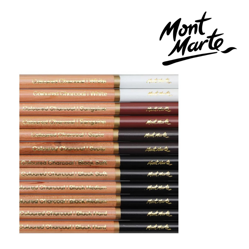 Mont Marte Coloured Charcoal Pencils 12pc