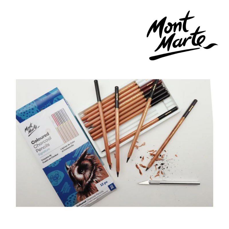 Mont Marte Coloured Charcoal Pencils 12pc