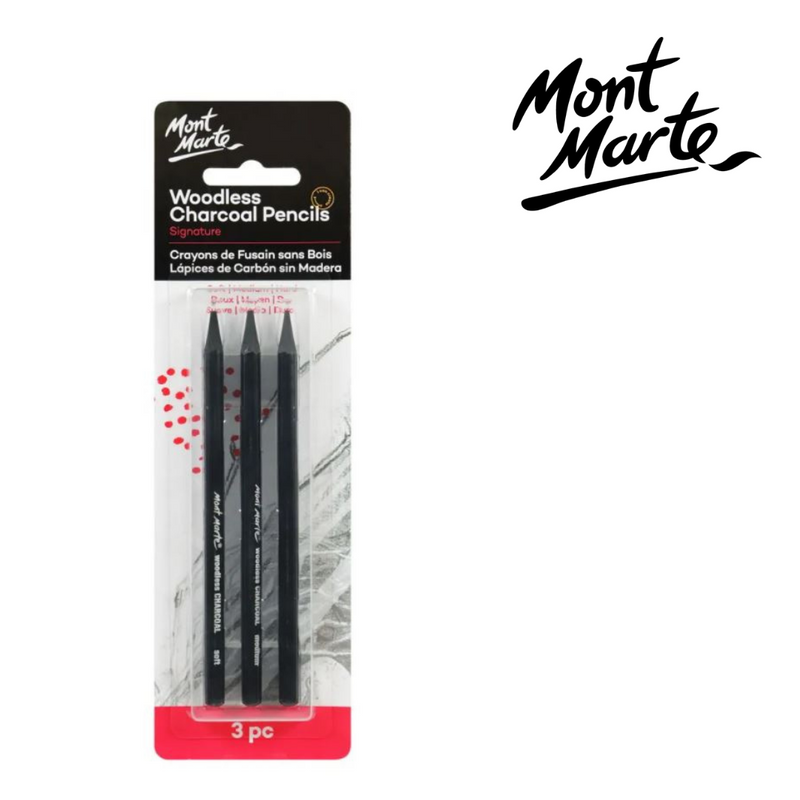 MM Woodless Charcoal Pencils 3pc