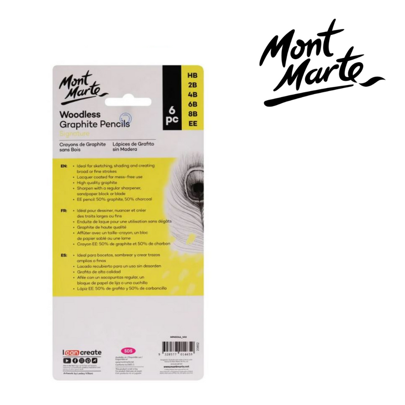 Mont Marte Woodless Graphite Pencils 6pc