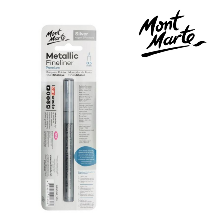 Mont Marte Metallic Marker Fine Liner - Silver