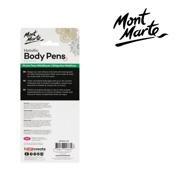 Mont Marte Metallic Body Pens 6pc