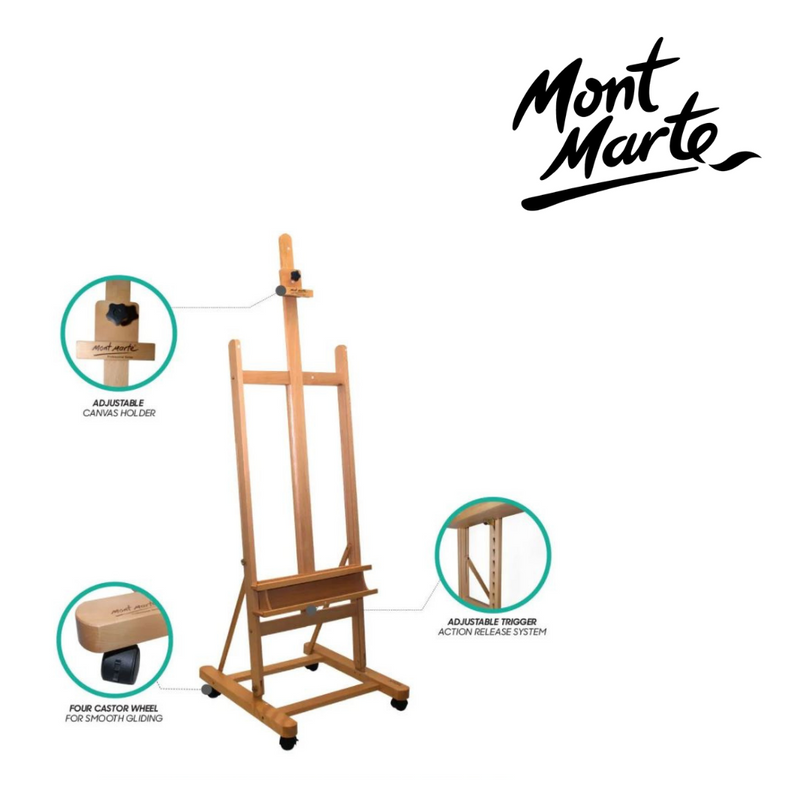 MM Large Studio Easel w/castors Beech Wood