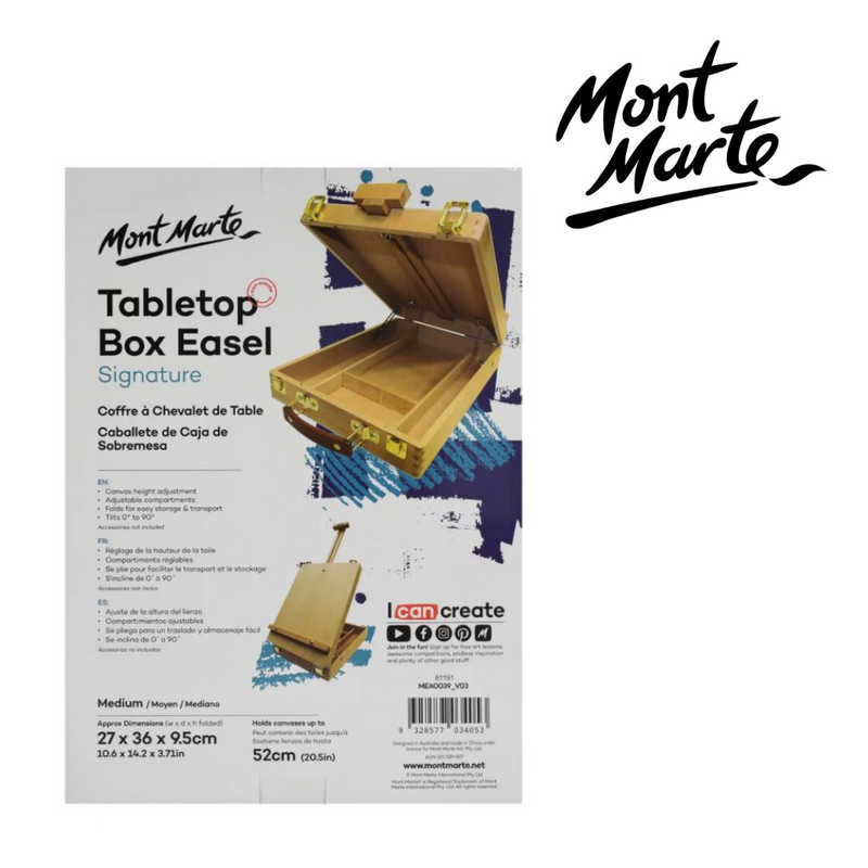 Mont Marte Tabletop Box Easel Med - Beech Wood