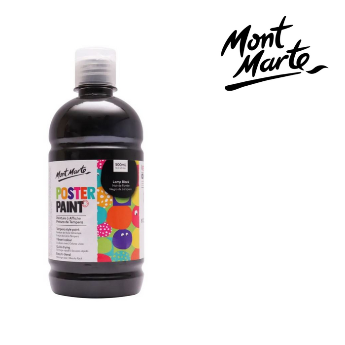 Mont Marte Poster Paint 500ml - Lamp Black