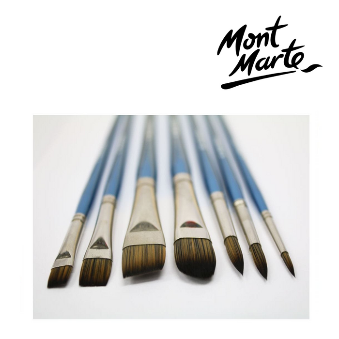 Mont Marte Oil Brush Set Taklon in wood Brush Box 7pc