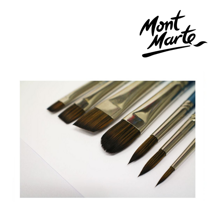 Mont Marte Oil Brush Set Taklon in wood Brush Box 7pc