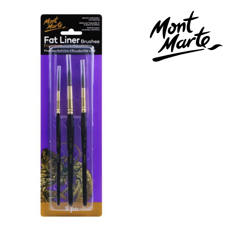 Mont Marte Fat Liner Brush Set Taklon/Squirrel 16/10/6