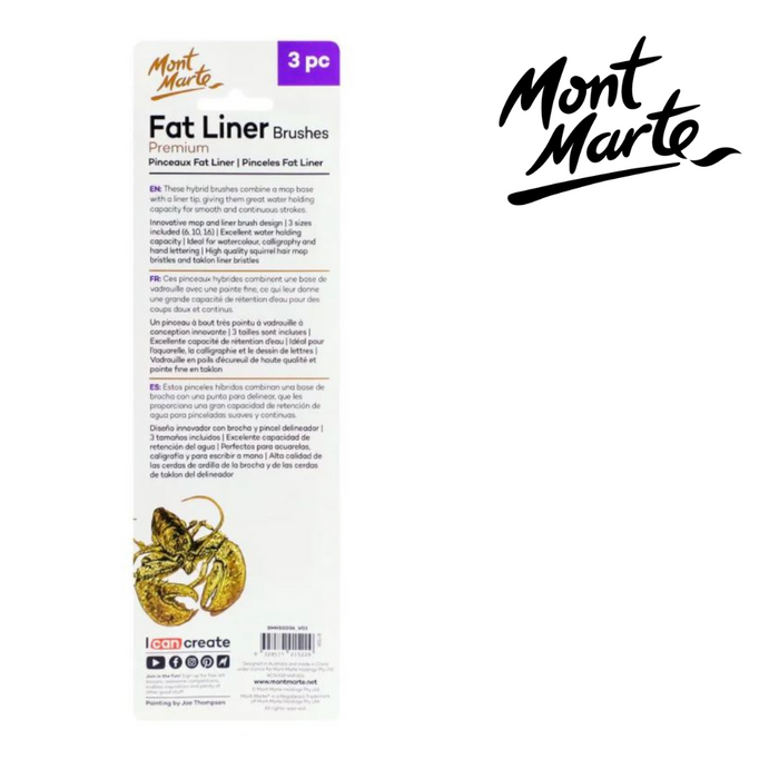 Mont Marte Fat Liner Brush Set Taklon/Squirrel 16/10/6