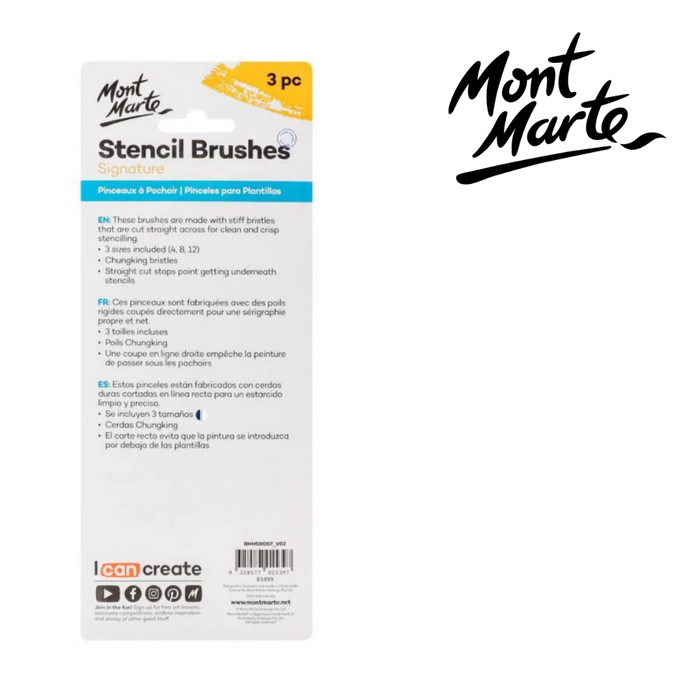Mont Marte Stencil Brush Set 3pc 12/8/4