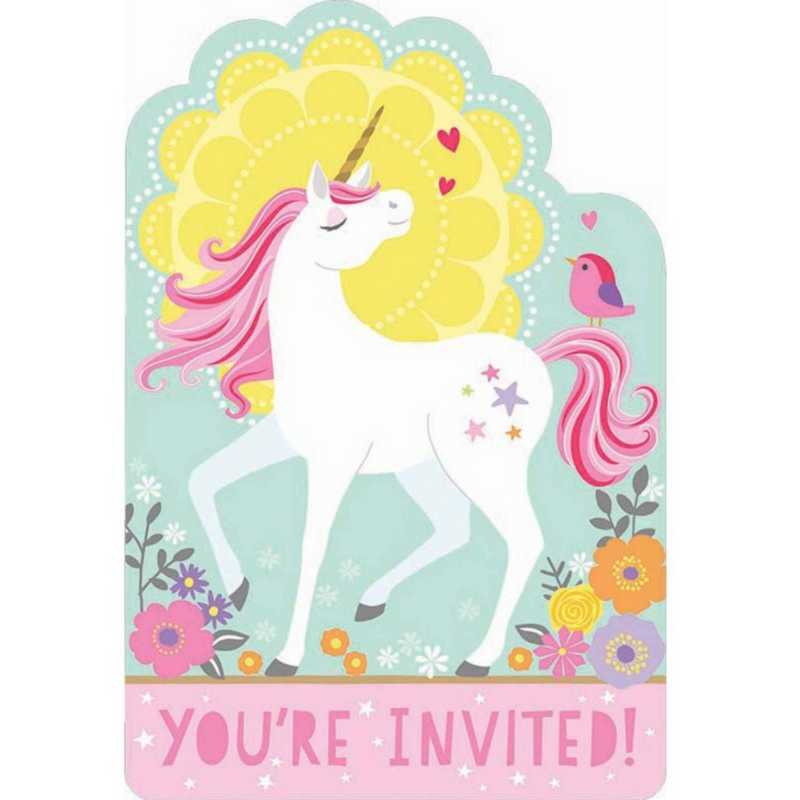 Magical Unicorn Postcard Invitations 8pk