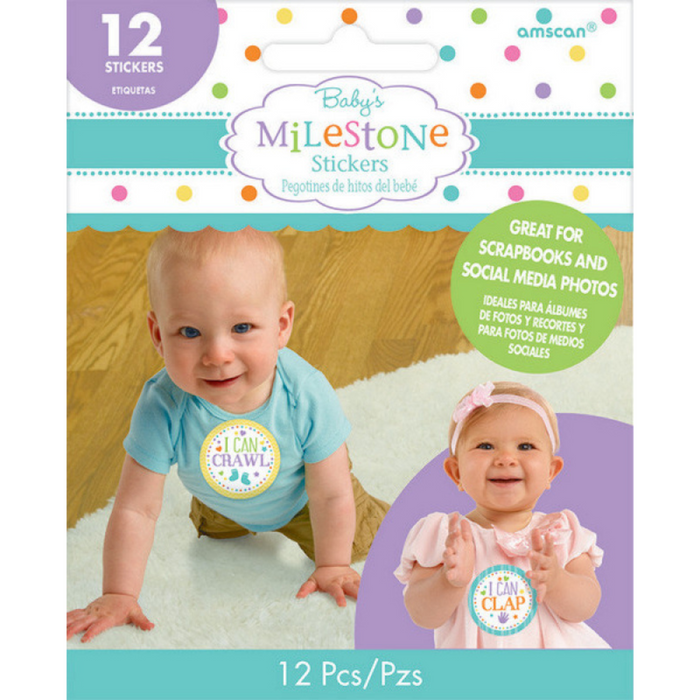 Baby Shower Stickers Milestone 12pk - Main Image