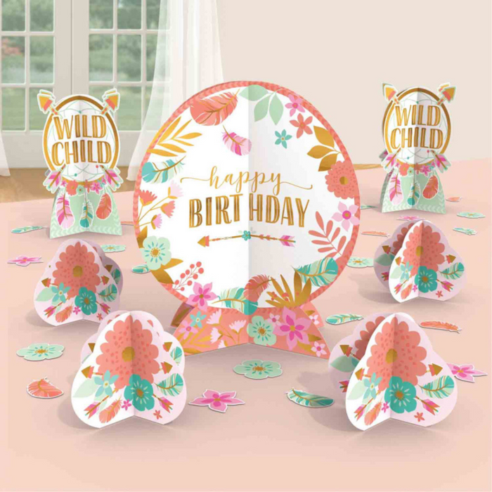 PARTY DECORS™ Boho Birthday Girl Table Centerpiece Kit