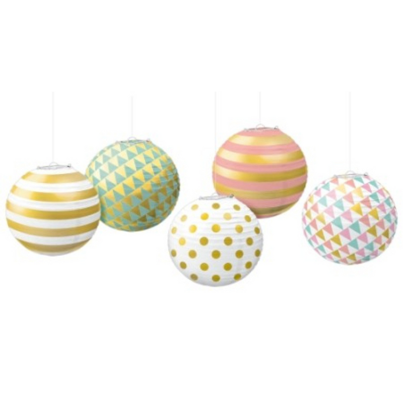 Pastel Mini Ppr Lanterns w/Met al Frames Foil H-S