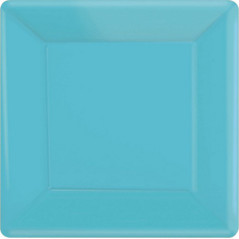 Paper Plates 26cm Square Caribbean Blue Pk20