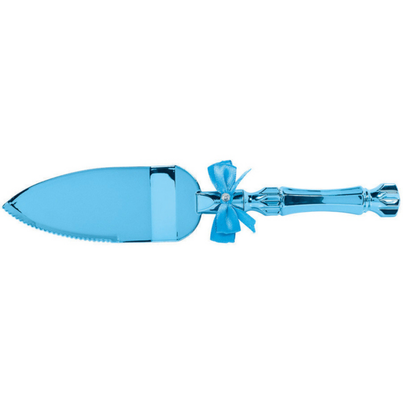 Cake Server Blue - Electroplated Plastic with Bow & Gem