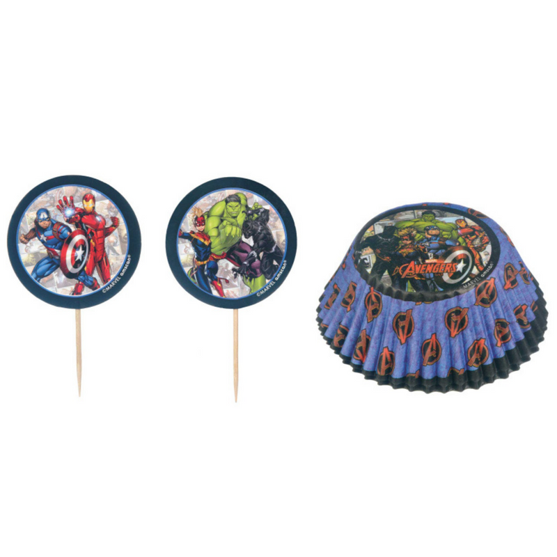 Marvel Avengers Powers Unite Cupcake Cases & Picks Set 24Pk