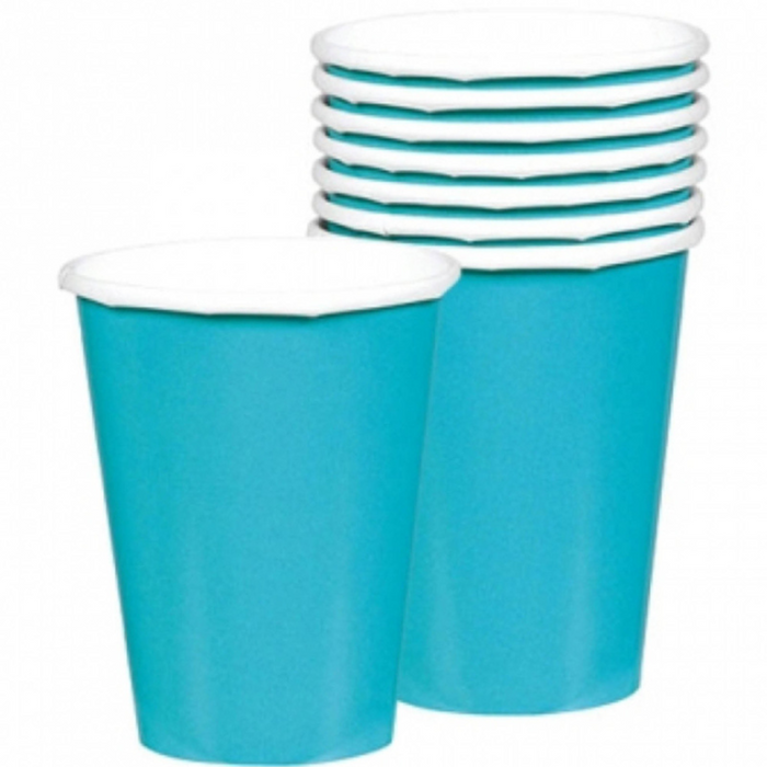 Paper Cups 266ml 20 Pack - Caribbean Blue
