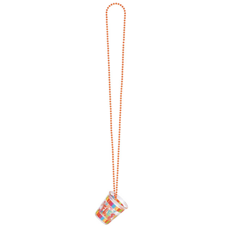 Fiesta Bead Chain Necklace & Plastic Shot Glass