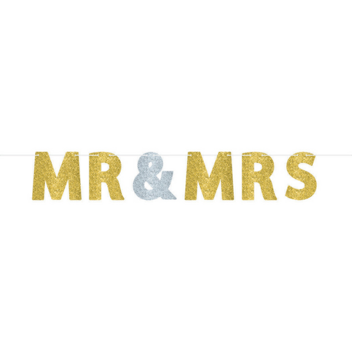 PARTY DECORS™ Mr. & Mrs. Letter Banner Glitter Paper (360cmx17cm)