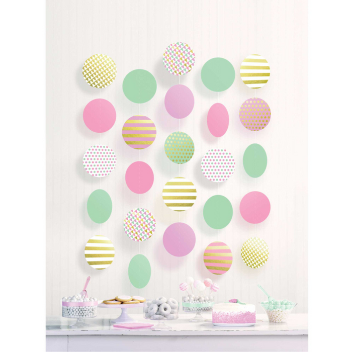 PARTY DECORS™ Pastel Hang Circle Decoration Paper Hot Stamped