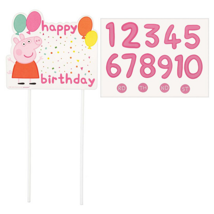 Peppa Pig Confetti Party Customizable Cake Topper Pick Pk2