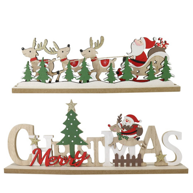 Table Sign Santa/Sleigh Asstd