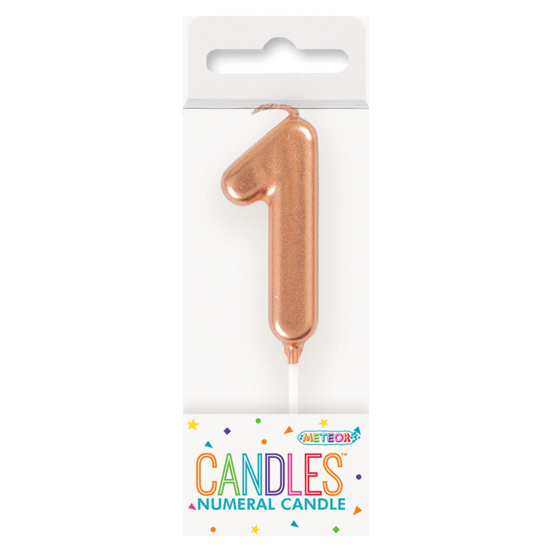 Mini Rose Gold Numeral Pick Candles - 1
