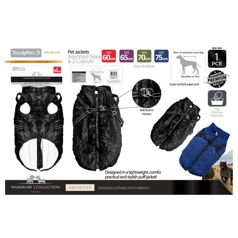 Dog Jacket W/Harness 60-65-70-75Cm