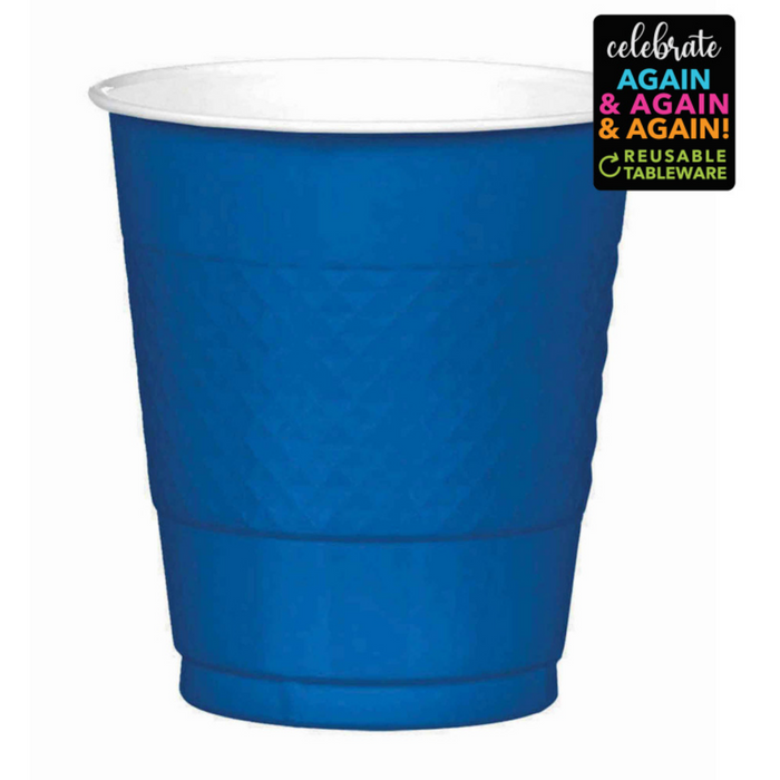 Premium Plastic Cups 355ml 20Pk Bright Royal Blue
