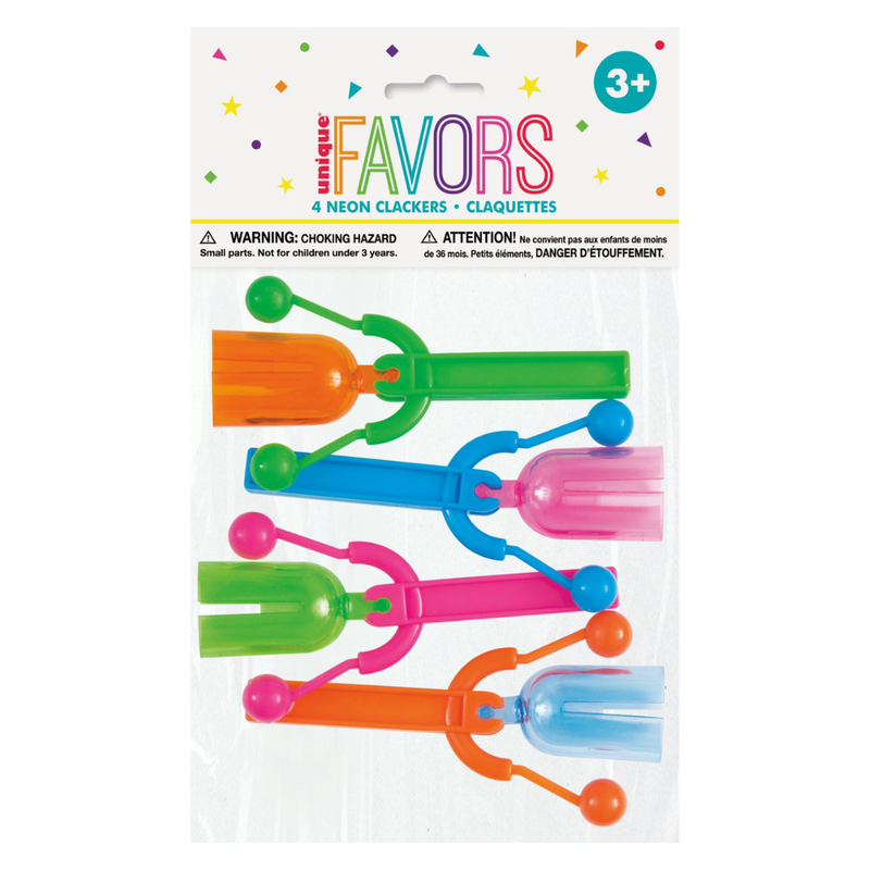 4 Neon Clacker Noisemakers
