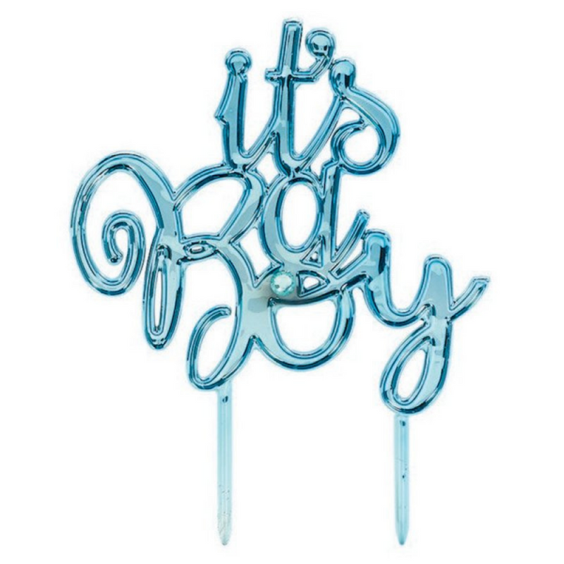 Baby Shw Blue Cake Topper Boy - Plas