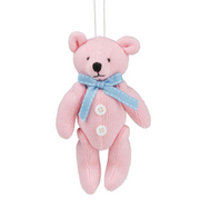 Pink Fabric Teddy Hanging Christmas Deco 21cm