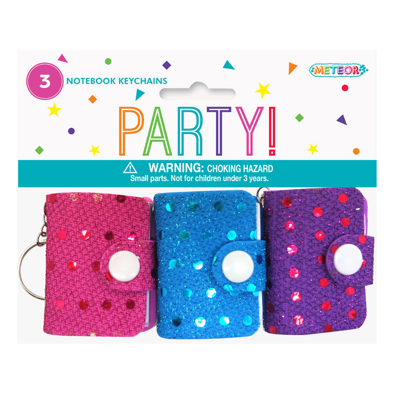3 Sequin Notebook Keychains