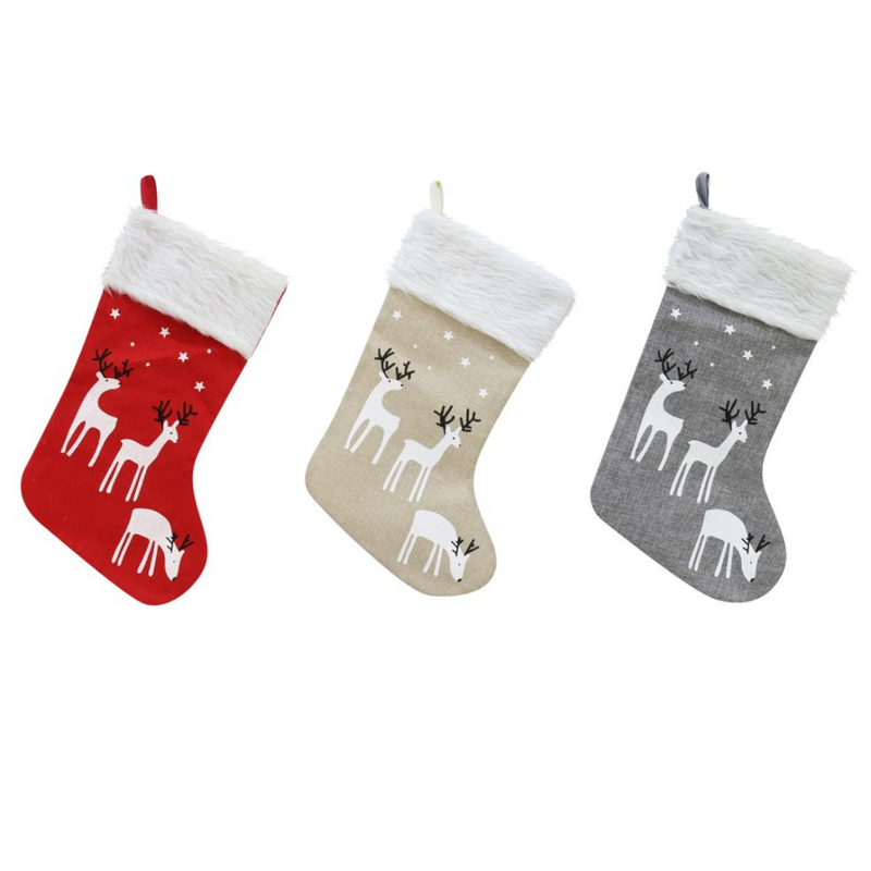 Reindeer Scene Stocking Asstd 45cm 