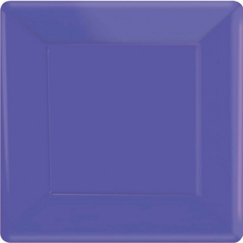 Paper Plates Square New Purple 26cm 20pk