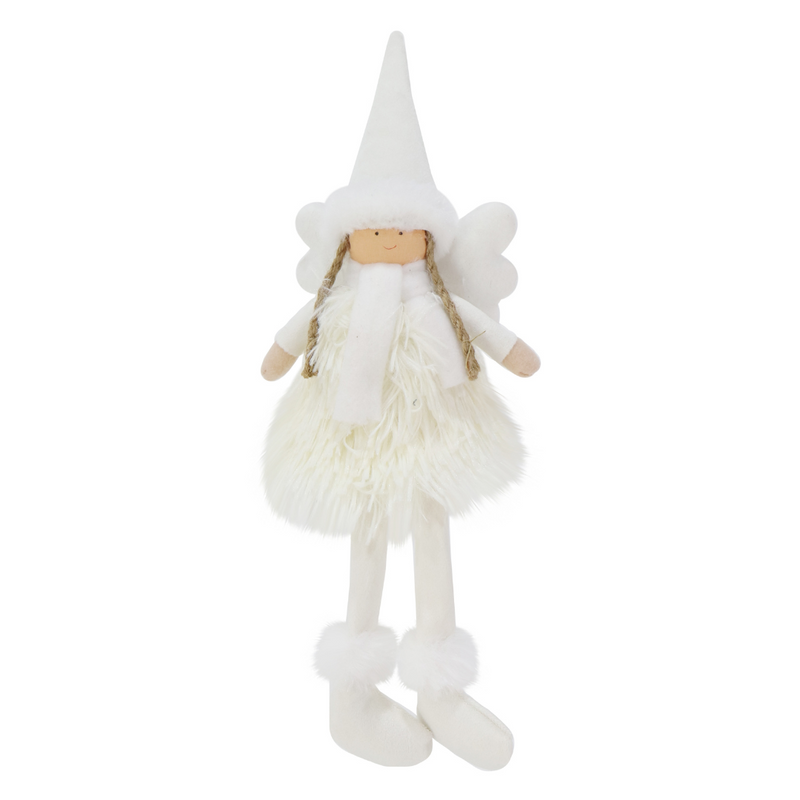 Sitting White Plush Fairy 37cm