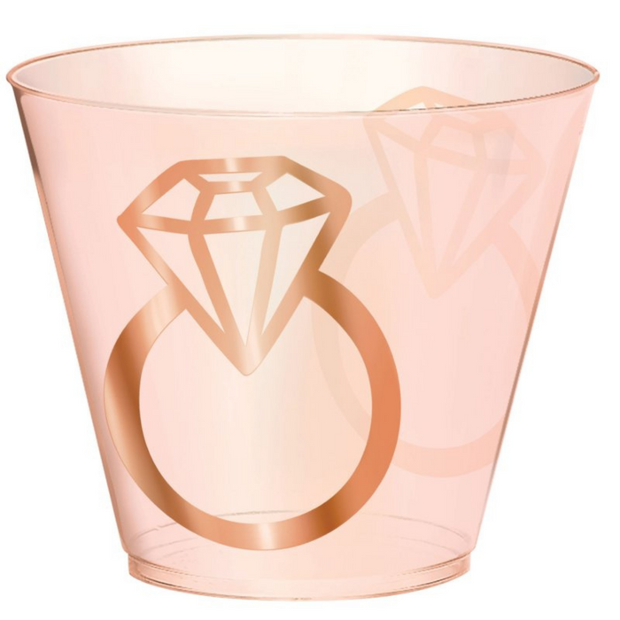 PARTY CUPS™ Blush Wedding Plastic Tumblers Diamond Hot Stamped (9oz)