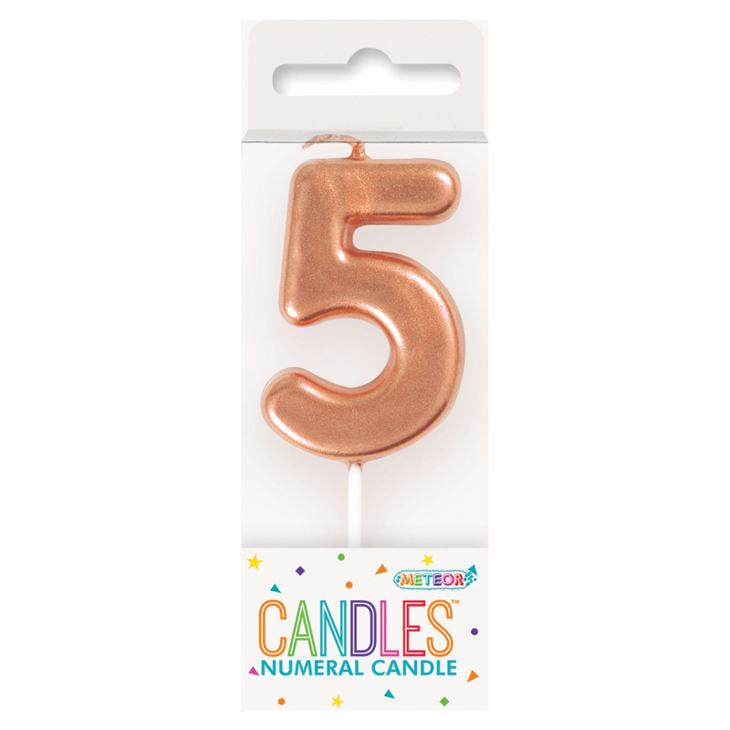 Mini Rose Gold Numeral Pick Candles - 5