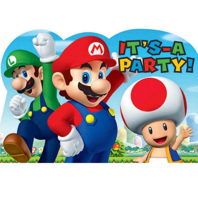 Super Mario Brothers Postcard Invitations 8Pk