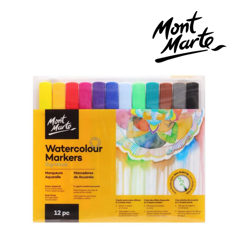 MM Watercolour Markers 12pc Tri Grip