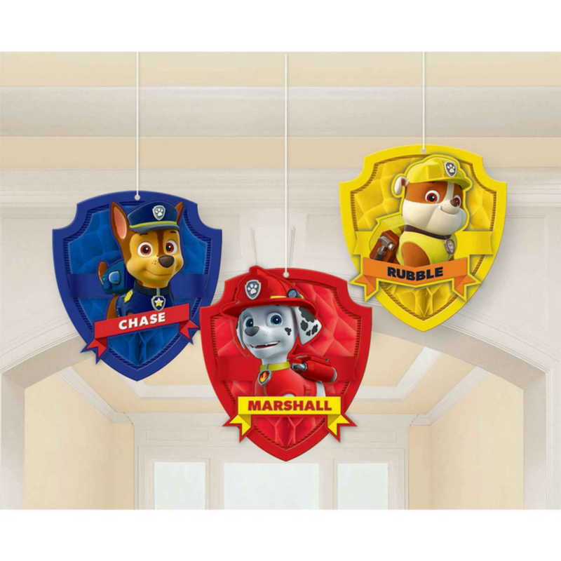 Paw Patrol Honeycomb Decorations - Tissue & Printed Paper 3pk