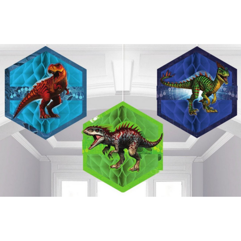 Jurassic World Honeycomb Decorations - Tissue & Printed Paper 3pk